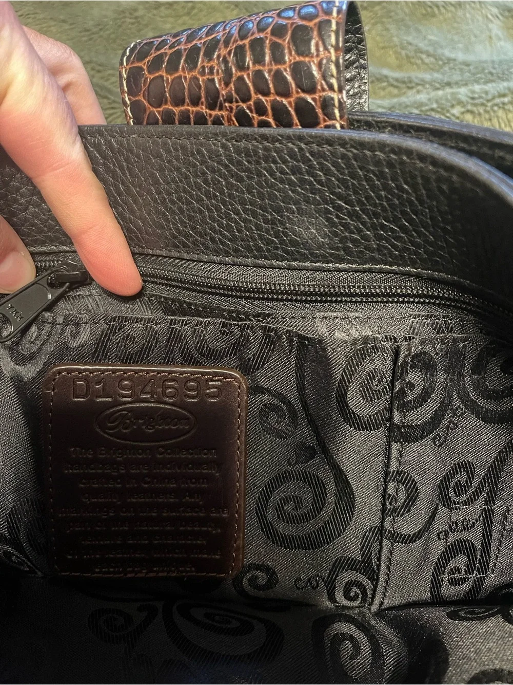 Vintage Black Leather Satchel Bag with Brown Accents